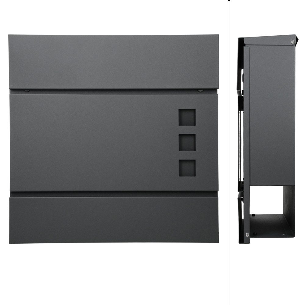 Thumbnail - ML-DESIGN Standbriefkasten Briefkasten Postkasten mit Zeitungsfach, inkl. Standfuß, Briefkastenanlage mit Ständer Silber...