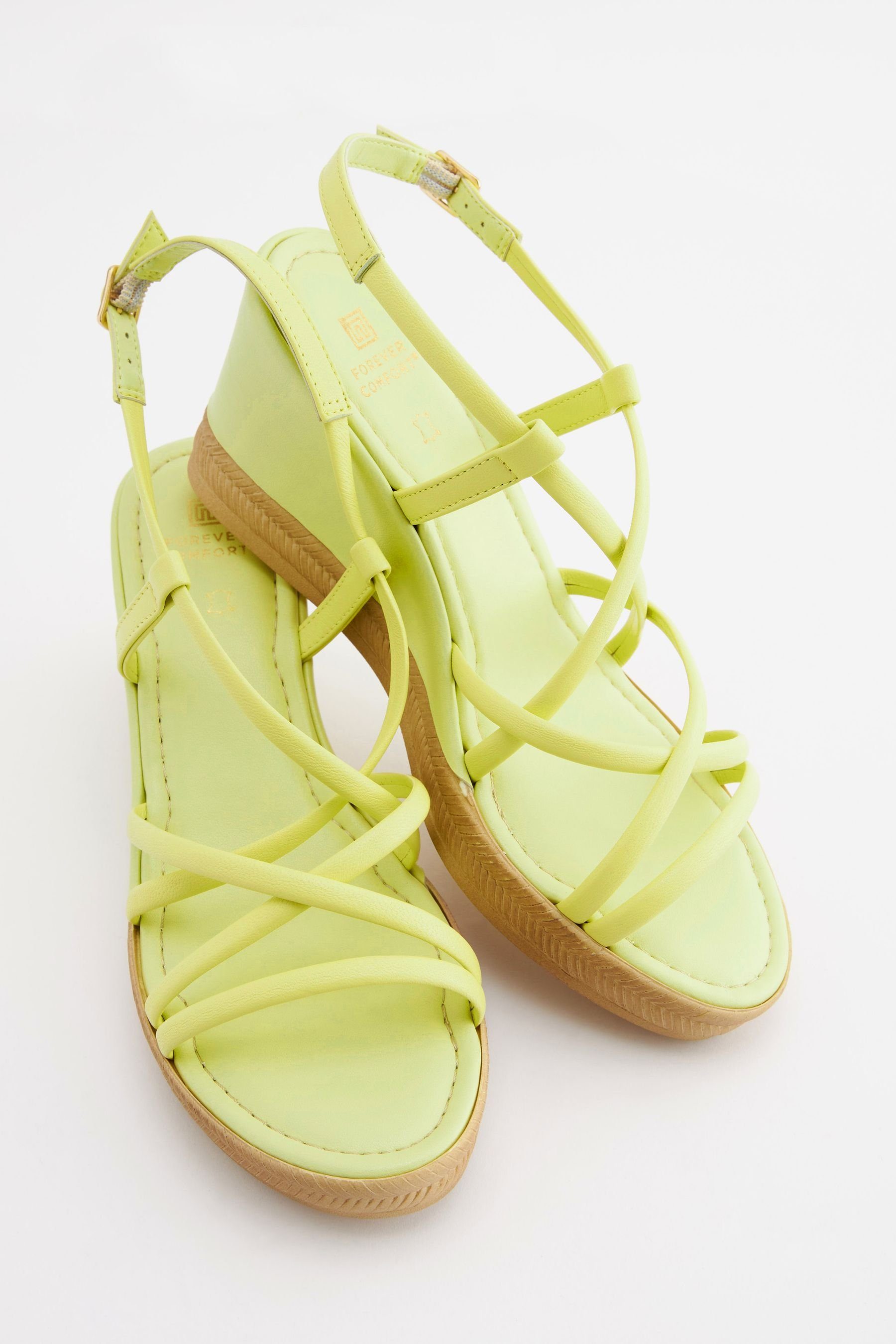 Asymmetrische Keilsandalette Next Comfort Green Forever Lime Keilabsatzsandalen (1-tlg)