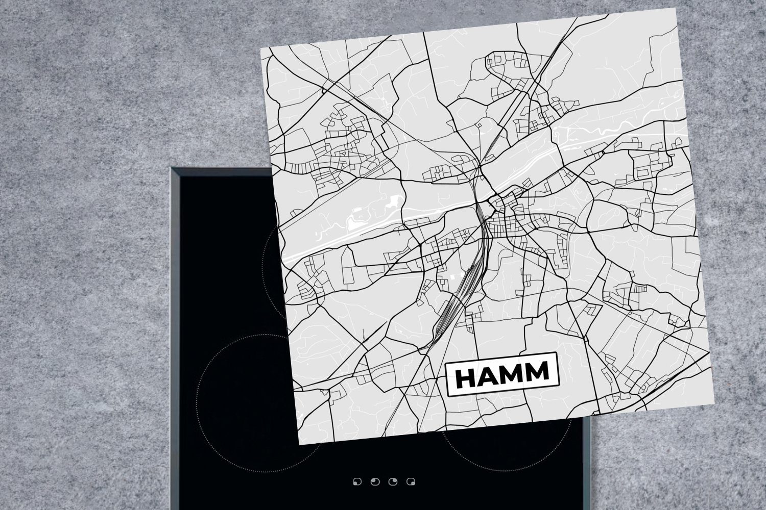 78x78 - Karte für tlg), - Stadtplan Hamm Arbeitsplatte küche MuchoWow Ceranfeldabdeckung, cm, - Vinyl, Deutschland, Herdblende-/Abdeckplatte (1