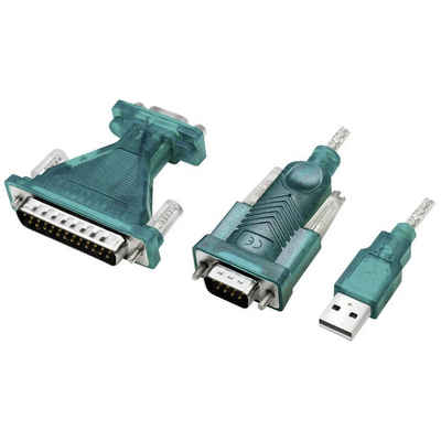 LogiLink USB 2 Anschlusskabel, USB-A/M zu DB9/M + DB25/M Computer-Adapter