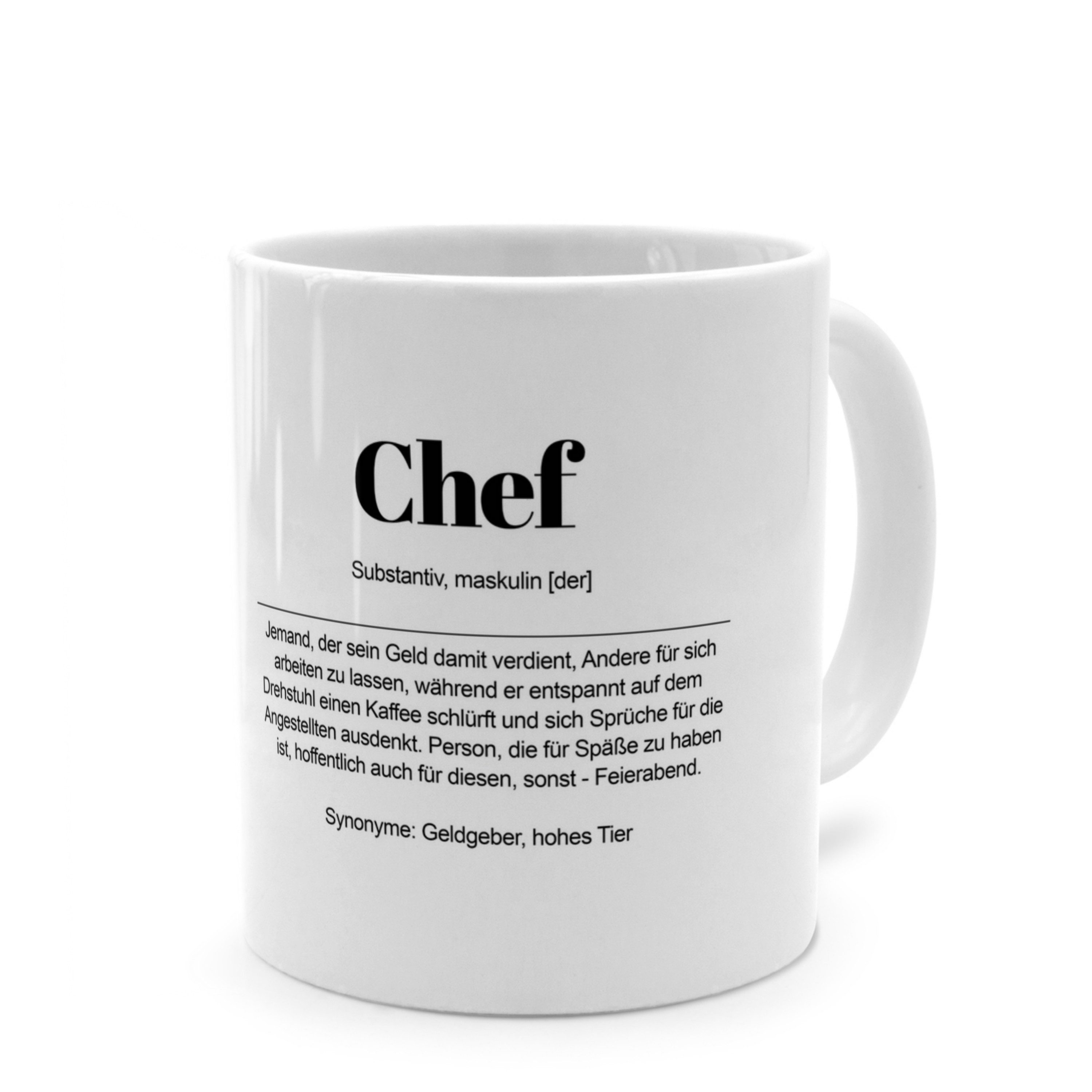 PhotoFancy Tasse mit Definition 'Chef' - Tasse mit Spruch, Tasse Standard - Weiß