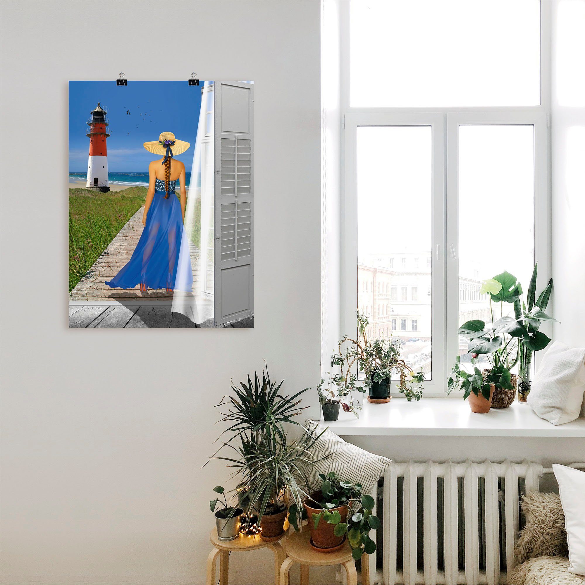Artland Poster Urlaub am Meer, Frau (1 St), ohne Rahmen