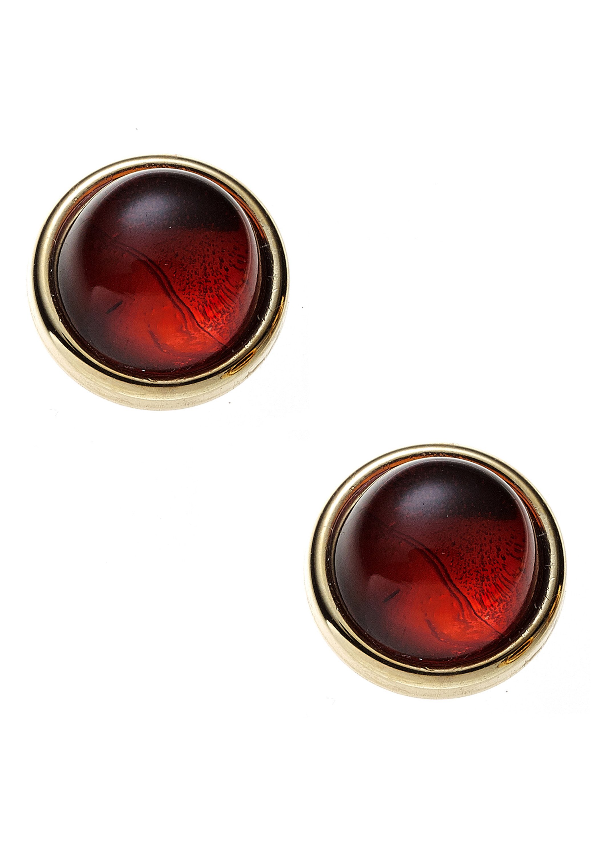 JOBO Paar Ohrstecker Ohrringe Bernsteinohrringe rund 10 mm, 375 Gold mit Bernstein