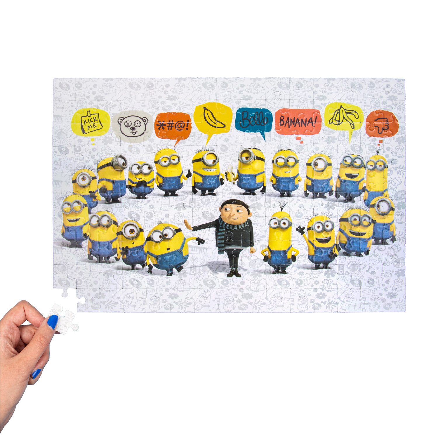 Fizz creations Puzzle Doppelseitiges Minions Puzzle mit 150 Teilen und magischer Maske, Puzzleteile