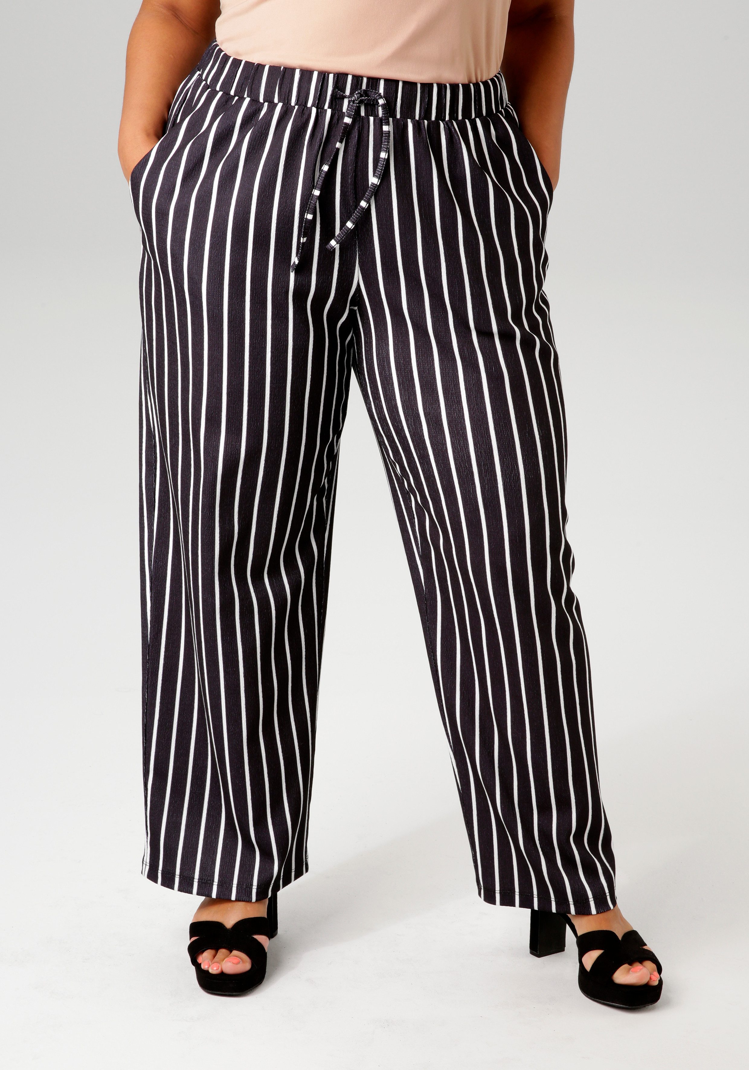 Aniston PLUS Schlupfhose in unifarben oder gestreift - du hast die Wahl günstig online kaufen