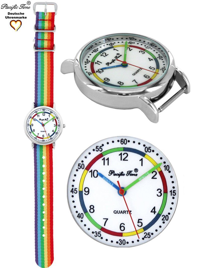 Time Mix First Kinder Regenbogen Design Match Pacific und Quarzuhr Lernuhr Wechselarmband, Gratis - Armbanduhr Versand