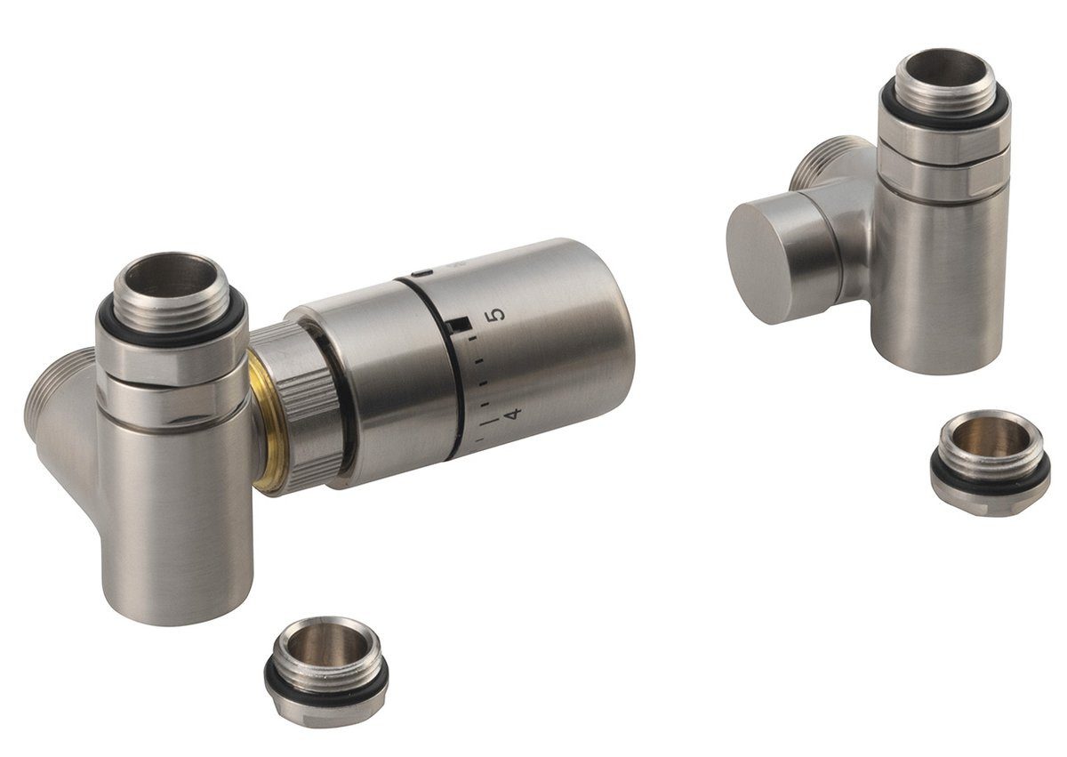 Sapho Thermostatventil CORNER COMBI Thermostat-Anschluss-Set, links, Edelstahl matt, Sapho-CP3521S