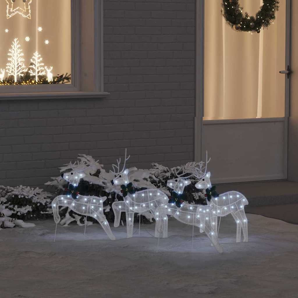 vidaXL Christbaumschmuck LED Rentiere 4 stk. Weiß 45 x 19 x 65 cm Stoff (4-tlg)