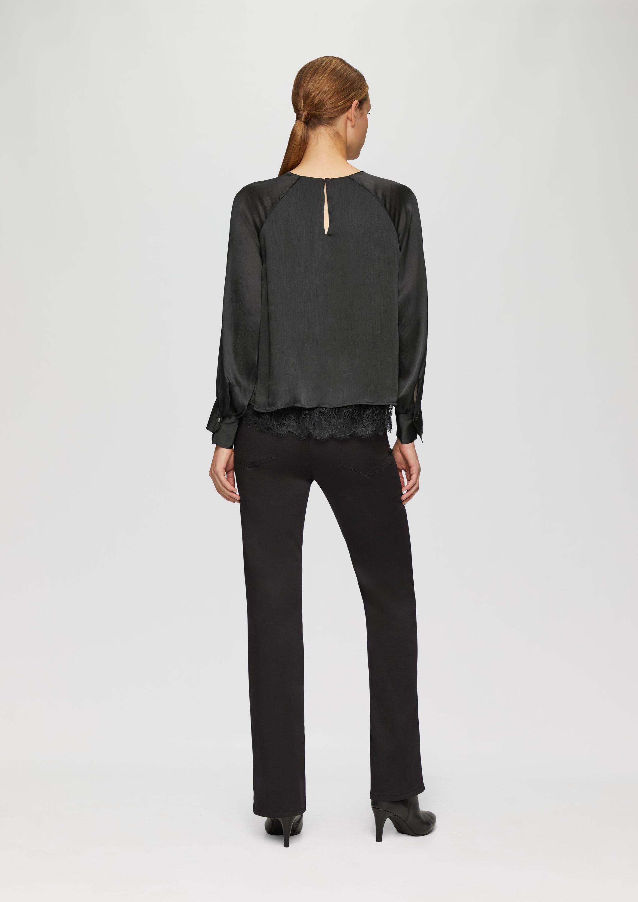 s.Oliver Langarmbluse Bluse Festive Viskosebluse mit Struktur und Raglanärmeln