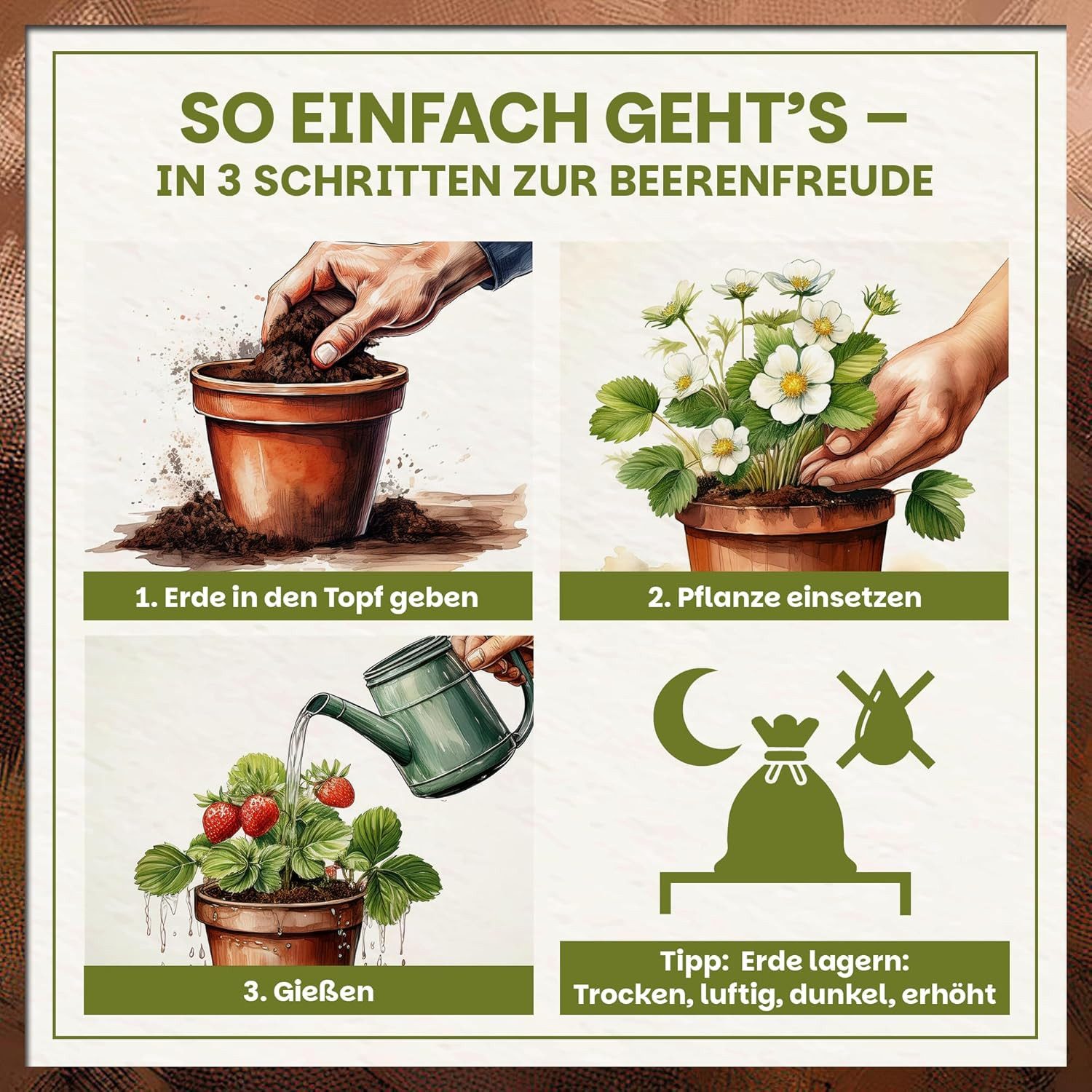 GREEN HOME LOVE NATURE Spezialerde Beerenobst Erde – Substrat für Erdbeeren, Obst- und Beerenpflanzen 18 L, 36 L, 72 L, Bio-Qualität, Perlite, NPK 14-10-18 + Co – Bild 5 von 5