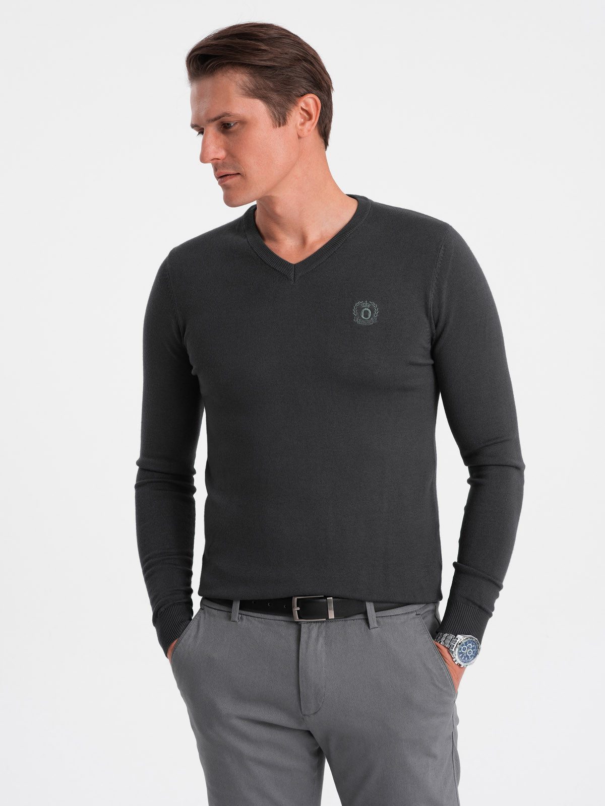 OMBRE V-Ausschnitt-Pullover Eleganter Herrenpullover mit V-Ausschnitt