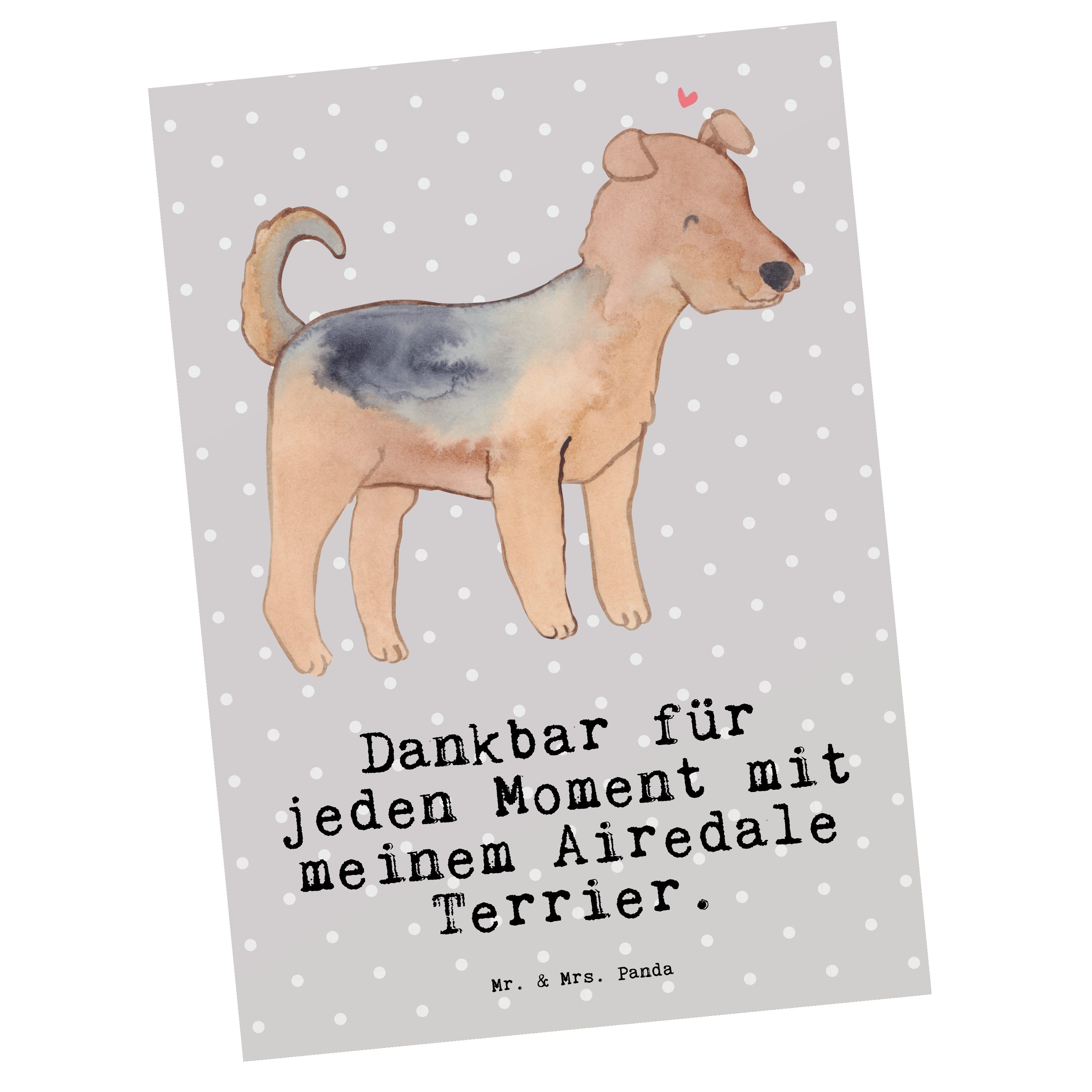 Grau Mr. Postkarte - & Karte Terrier Panda Pastell Moment Airedale Geschenk, - Tierfreund, Mrs.