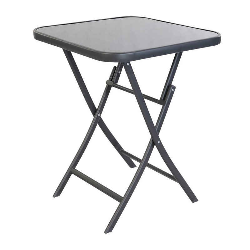 Mojawo Küchentisch Bistrotisch Klapptisch Dunkelgrau Glas / Metall 60x60xH70cm