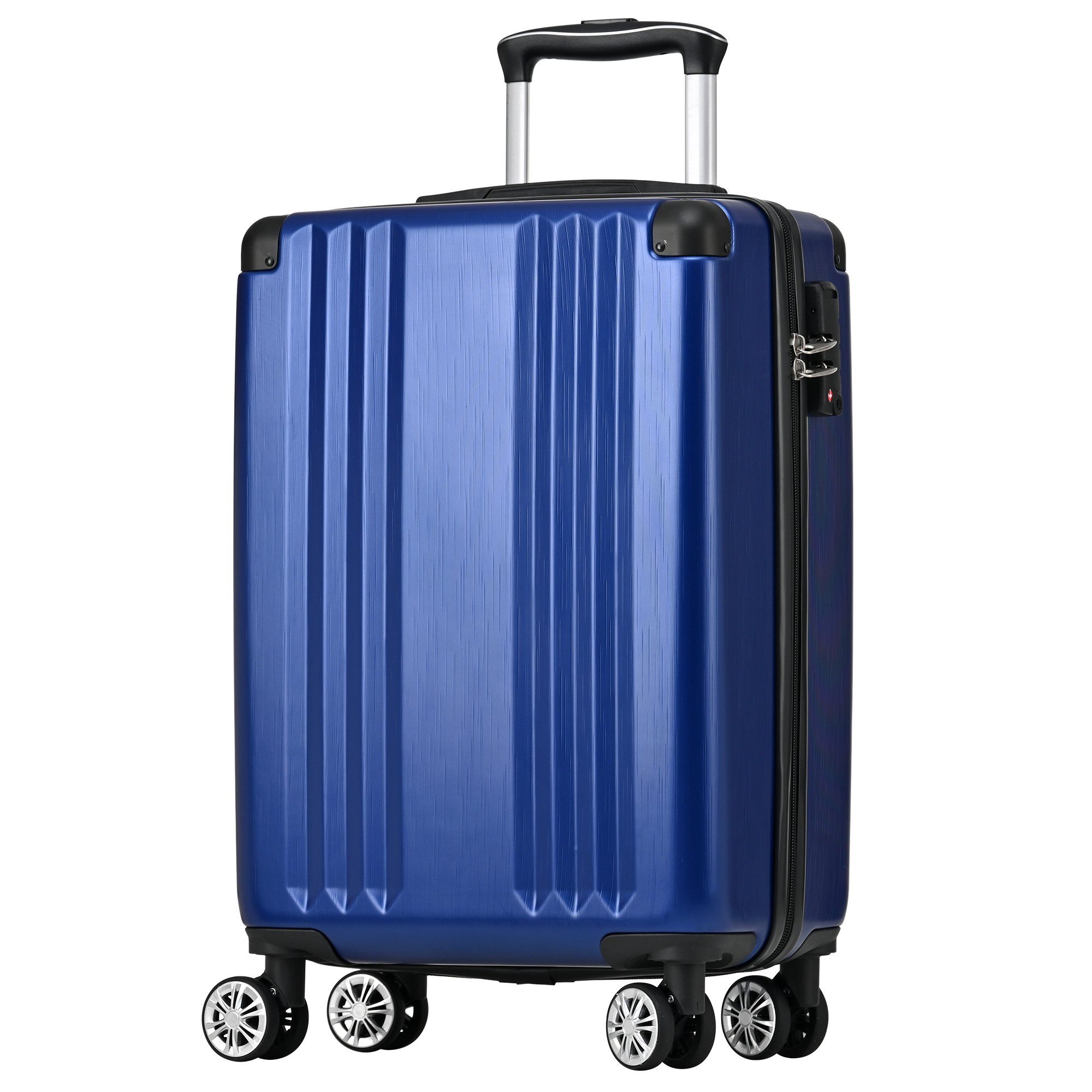 Ulife Handgepäck-Trolley Reisekoffer ABS-Material, TSA Zollschloss, 4 Rollen, M-Größe:56.5*37.5*22.5 Blau