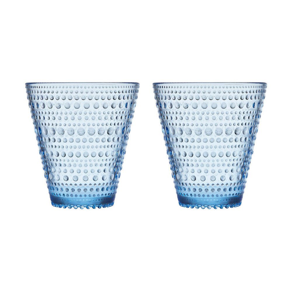 IITTALA Glas 2er Set Trinkglas 30cl Kastehelmi aqua, Glas, Vorratsdose mittel, Ø9,6cm