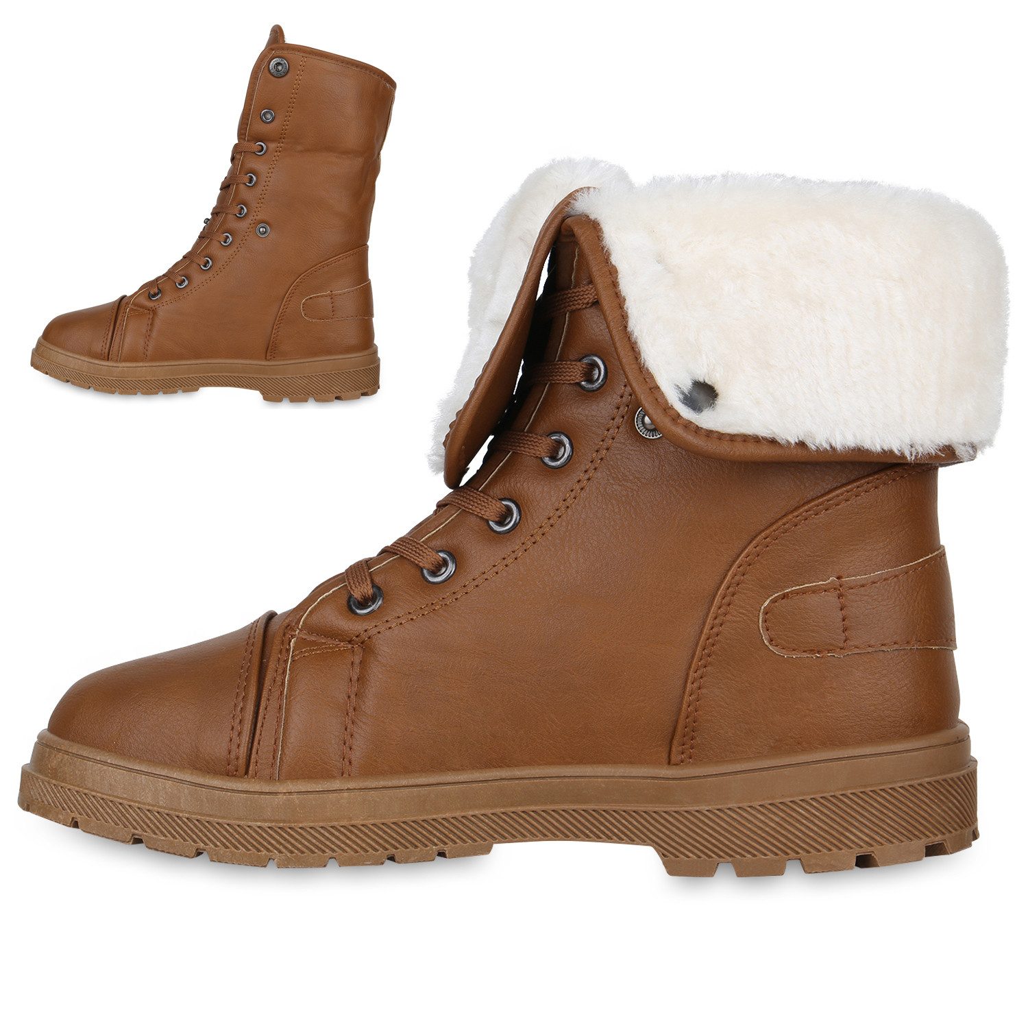 VAN HILL 813745 Stiefelette Warm Gefütterte Damen Stiefeletten Worker Boots günstig online kaufen