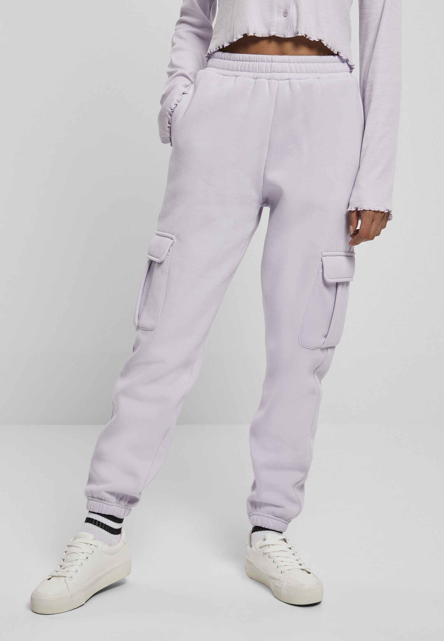 URBAN CLASSICS Stoffhose Damen Ladies High Waits Cargo Sweat Pants (1-tlg) softlilac