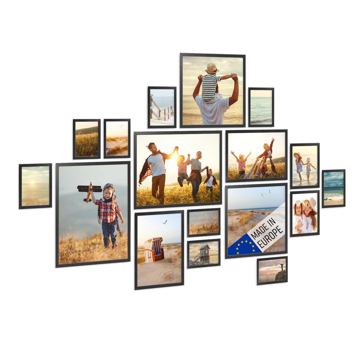 PHOTOLINI Bilderrahmen 17er Set Echtholz-Rahmen schmal, mit Acrylglas, 10x1 günstig online kaufen