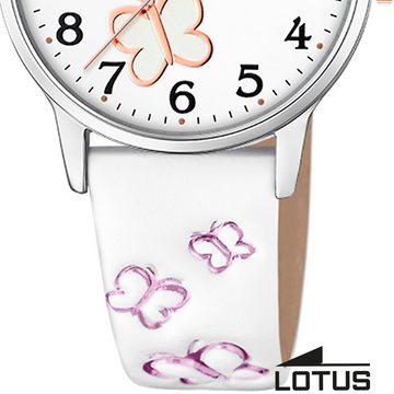 Lotus Chronograph Lotus Kinderuhr Leder weiß Lotus Classic, (Chronograph), Kinder Armbanduhr rund, klein (ca. 30mm), Edelstahl