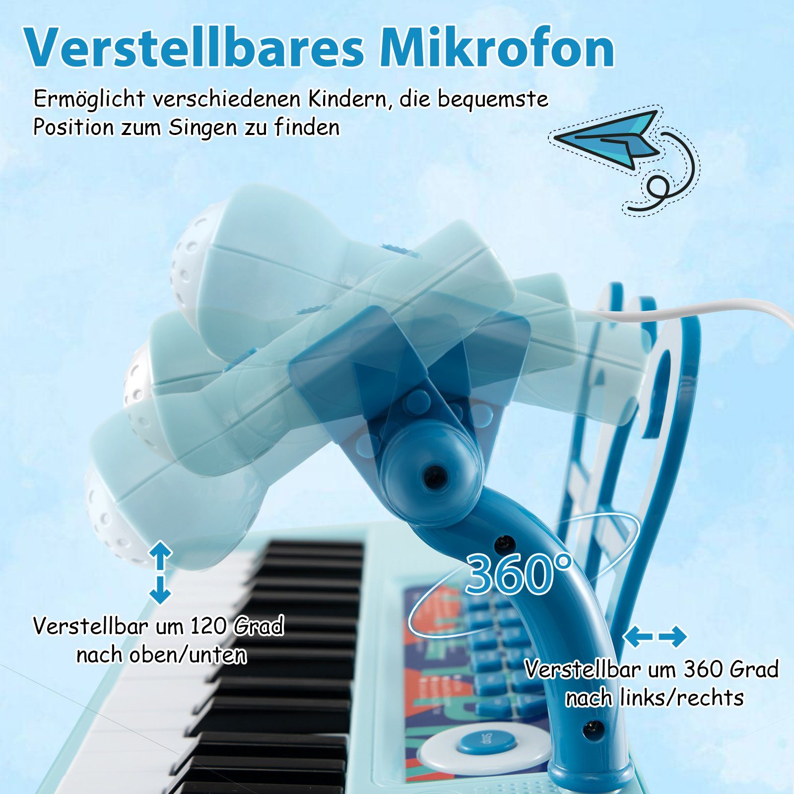 COSTWAY Digitalpiano 37 Tasten Spielzeug-Musikinstrument, abnehmbar