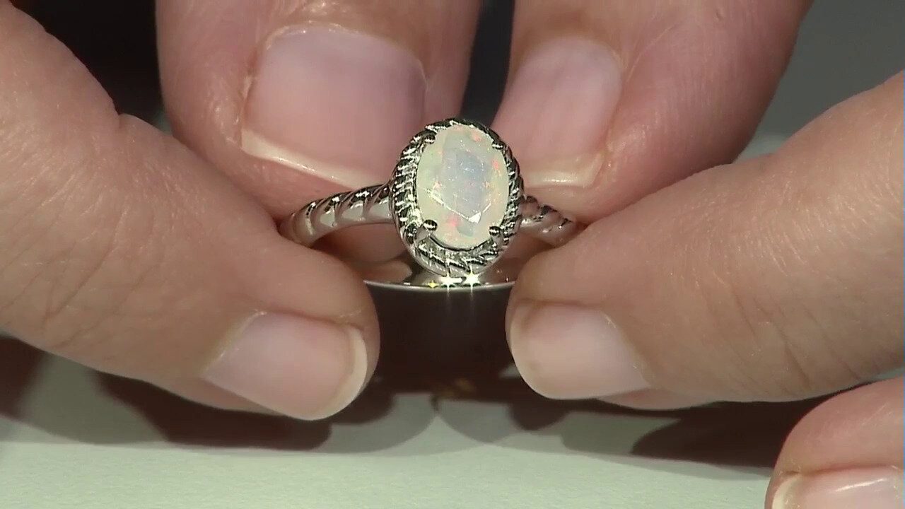 Cavill Solitärring Äthiopischer Welo-Opal Platin-plattierter Silberring, günstig online kaufen