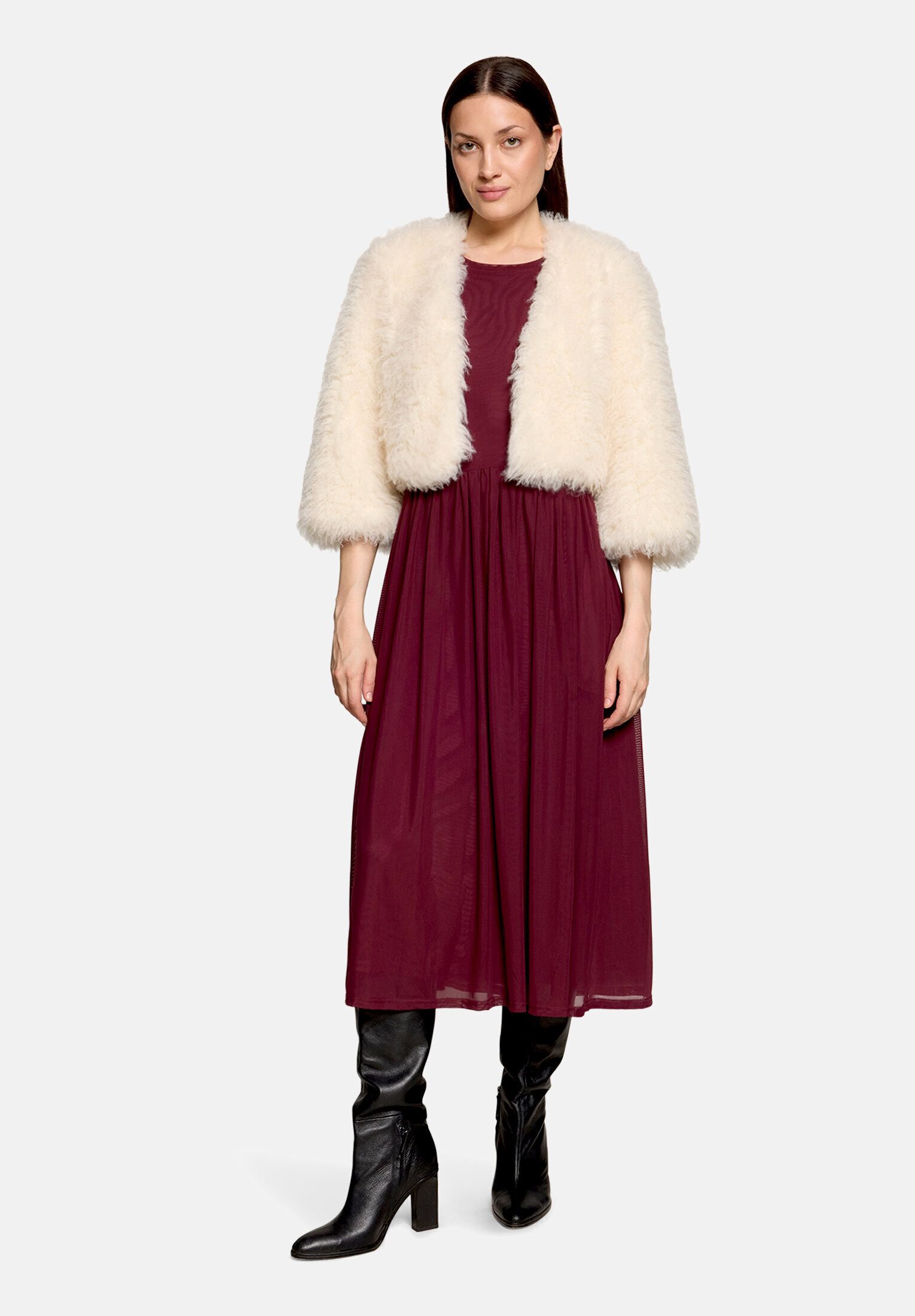 Vera Mont Fellimitatjacke Damen mit Rundhalsausschnitt