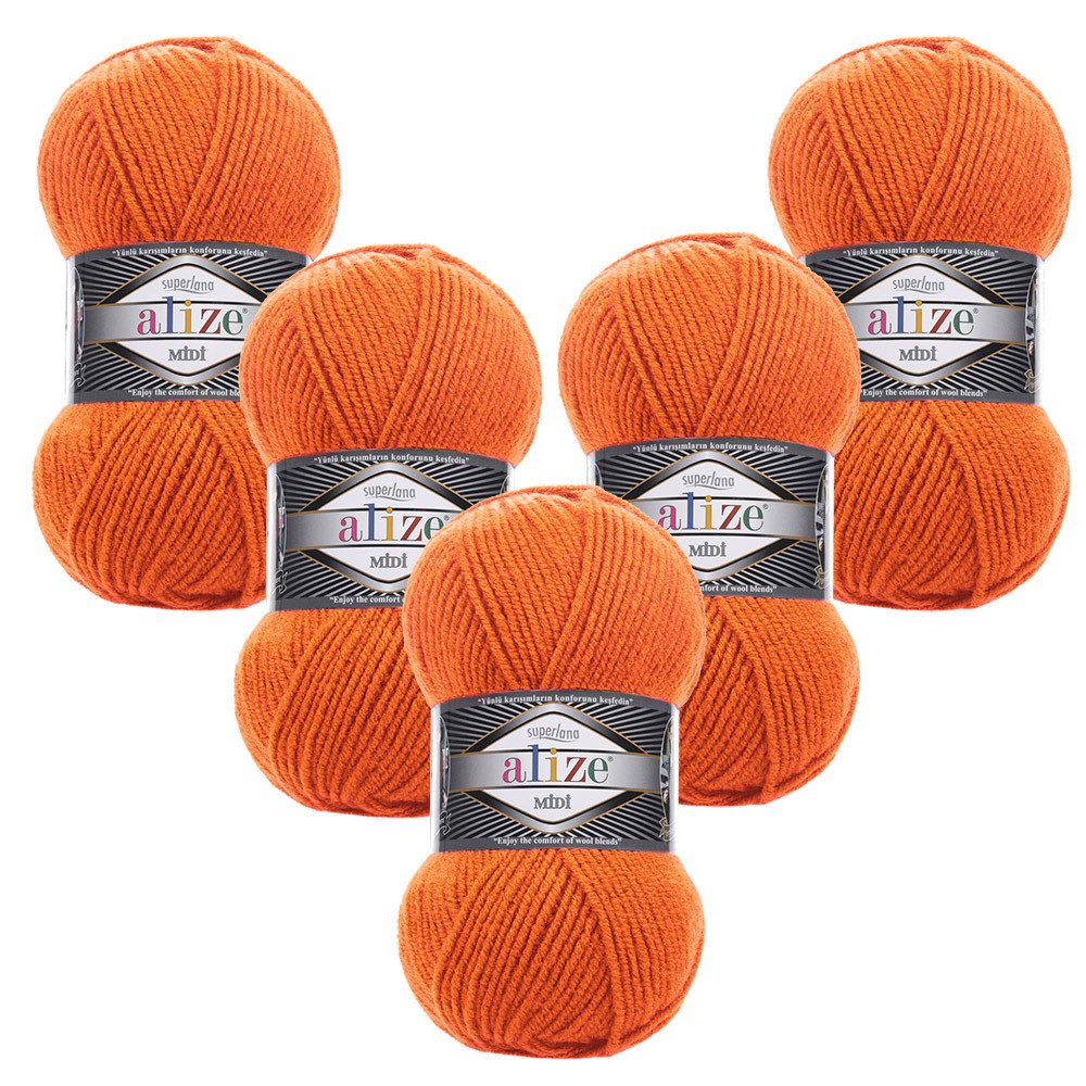 Alize 5 x ALIZE Superlana Midi Häkelwolle, 170 m, Yarn,Strickgarn,Handstrickgarn