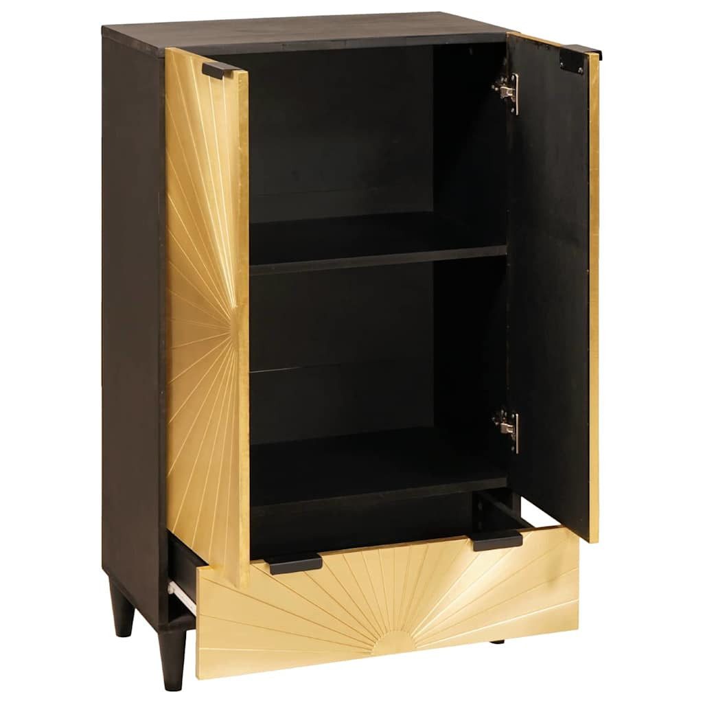 vidaXL Media-Regal Beistellschrank mit Tür Schwarz und Gold 60 x 33.5 x 100 günstig online kaufen