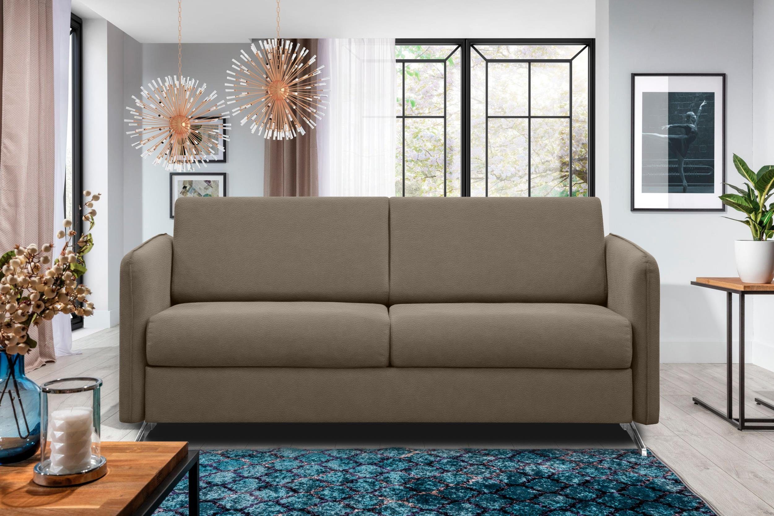 stellbar, Raum Design, mit frei Bettfunktion, 2-Sitzer, Sofa, Metall Stylefy im Modern 3-Sitzer Sherlock,