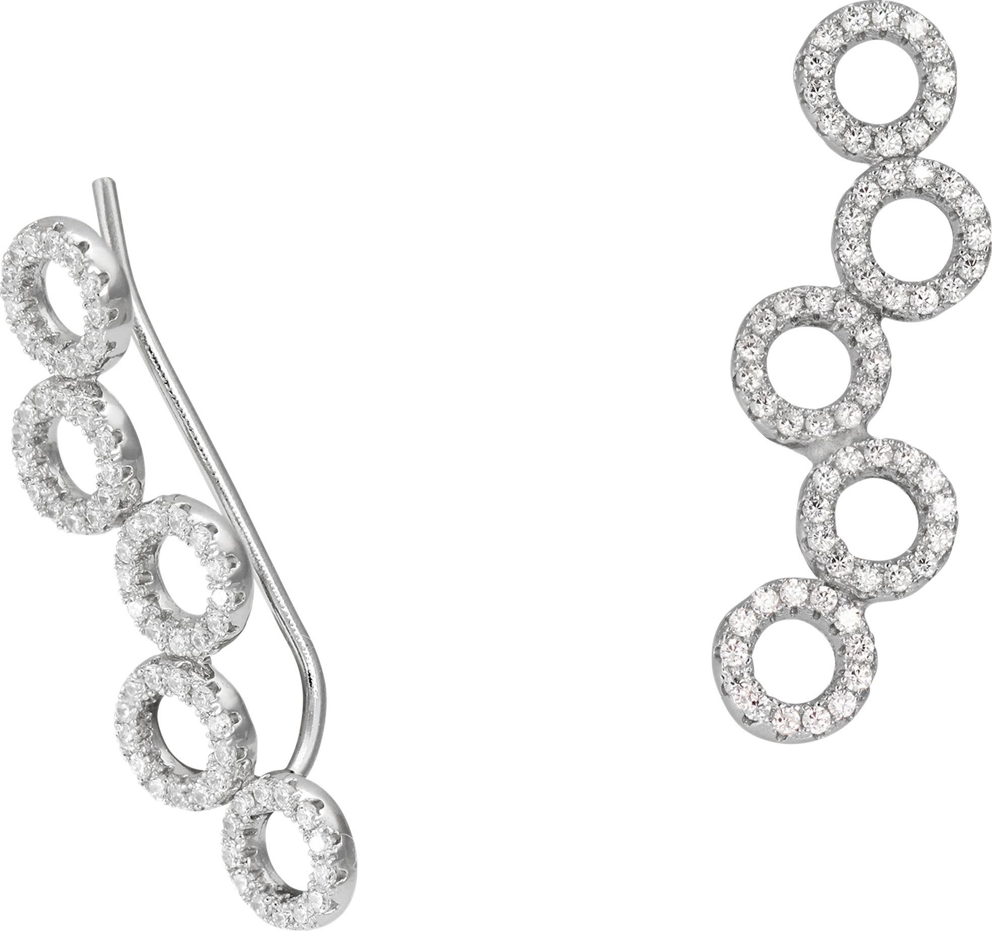 Paar Ohrklemmen SilberDream weiß Ear Cuff Circle Ohrringe
