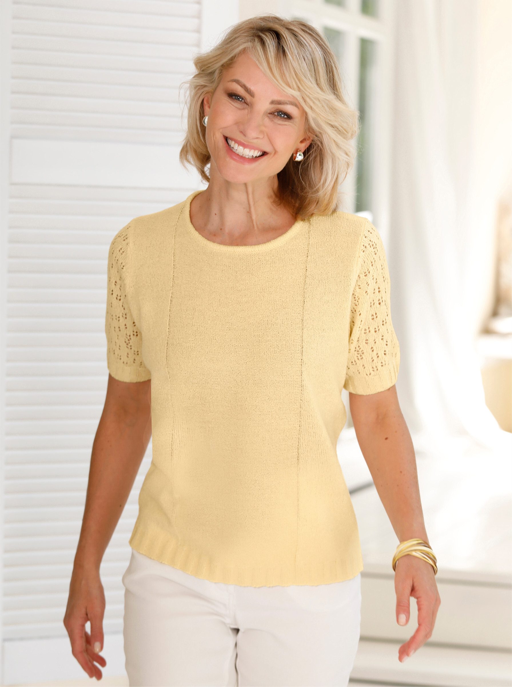Witt Strickpullover Pullover Kurzarm Bouclé