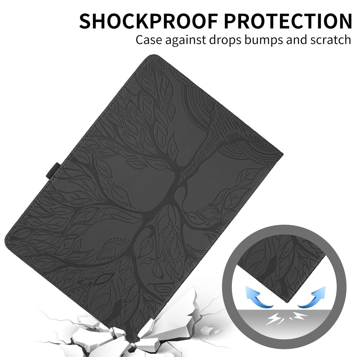 Wigento Tablet-Hülle Für Lenovo Tab P12 12.7 Zoll 360 Grad Rotation Baum Kunstleder Tasche, 360° Drehfunktion, Baum des Lebens Motiv, Standfunktion