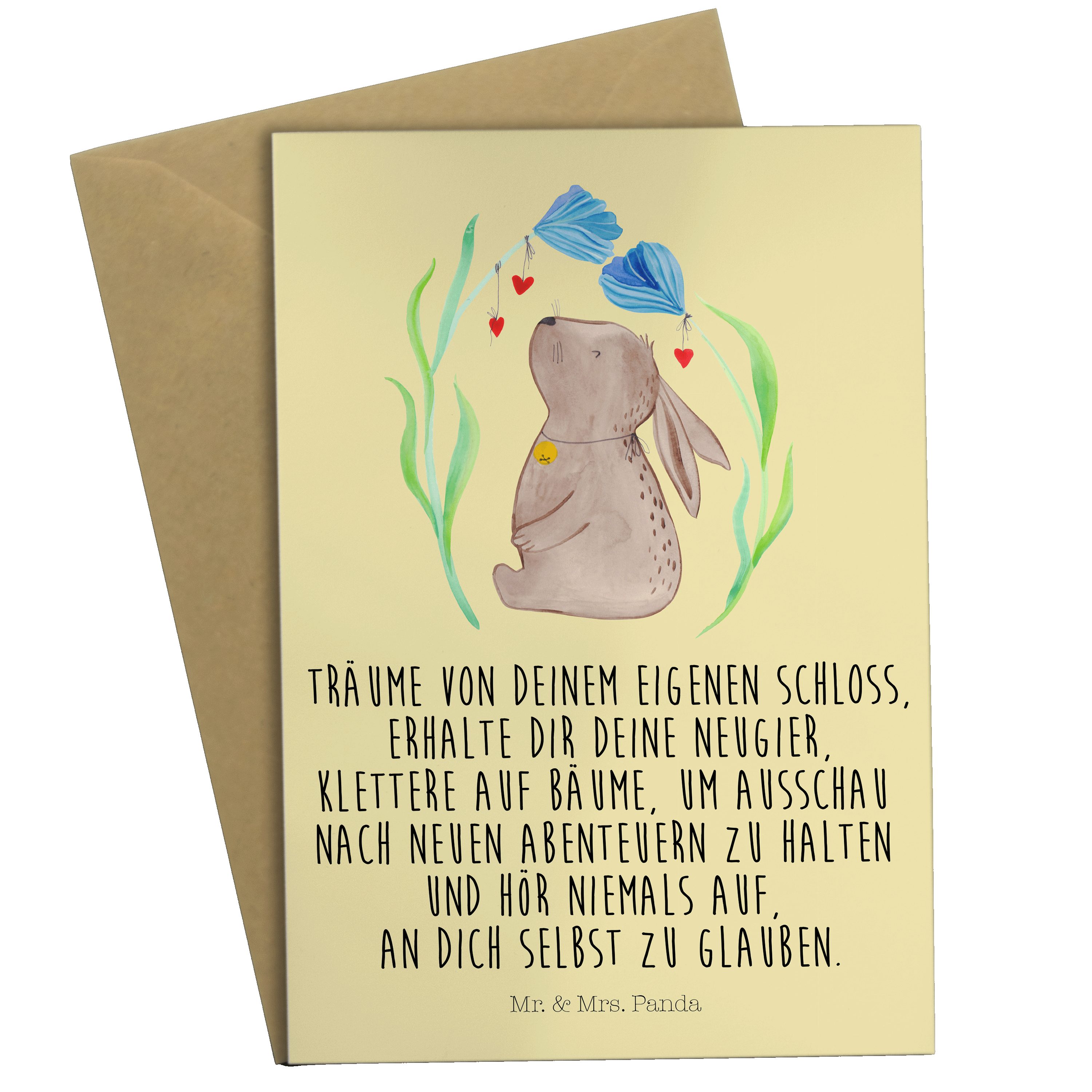 Mr. & Mrs. Grußkarte Ges Hase Klappkarte, Gelb - Hochzeitskarte, Geschenk, Panda Pastell - Blume