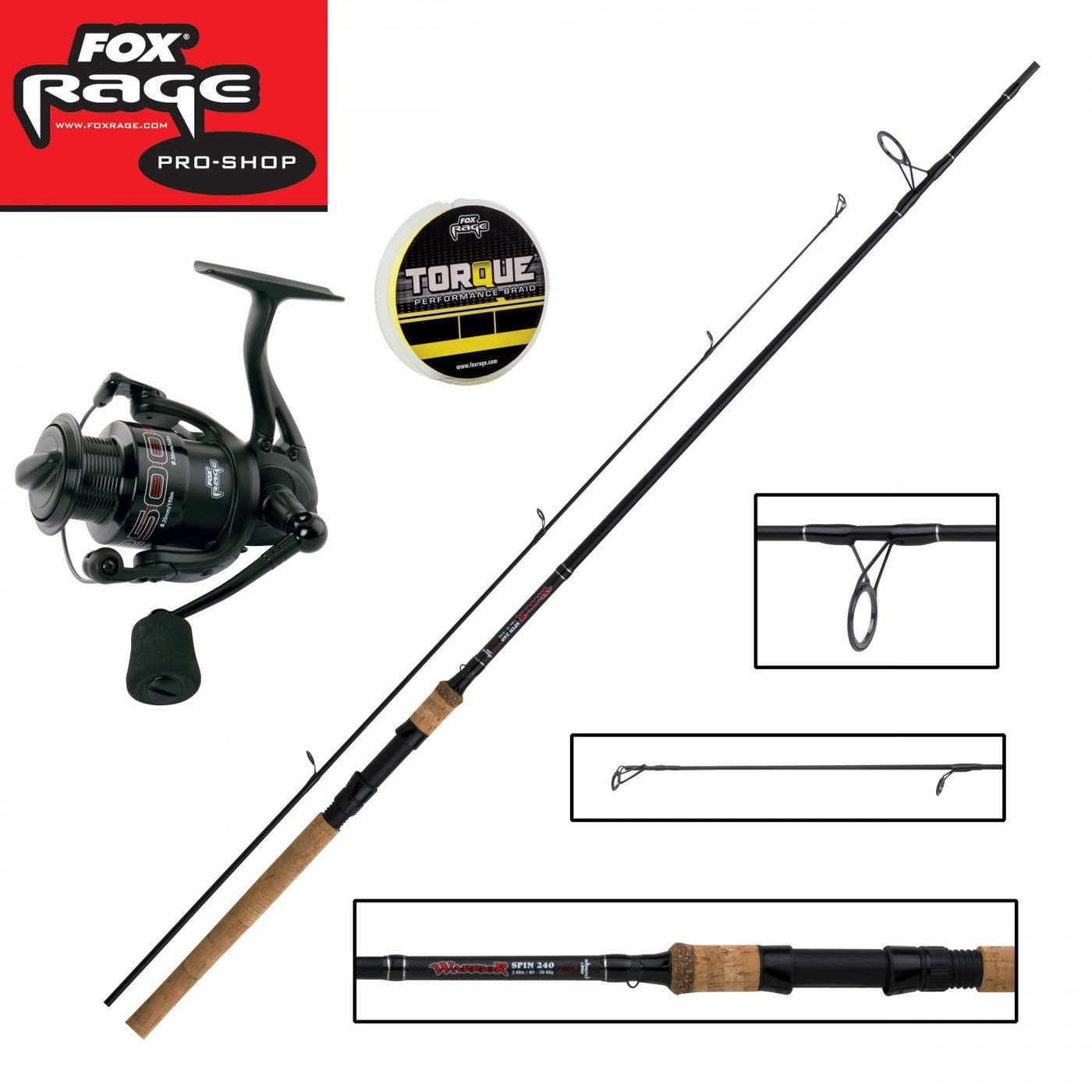 Fox Rage Spinnrute Fox Rage Set - Spinnrute 2,40m 15-50g + 2500er Rolle + 0,12mm Schnur