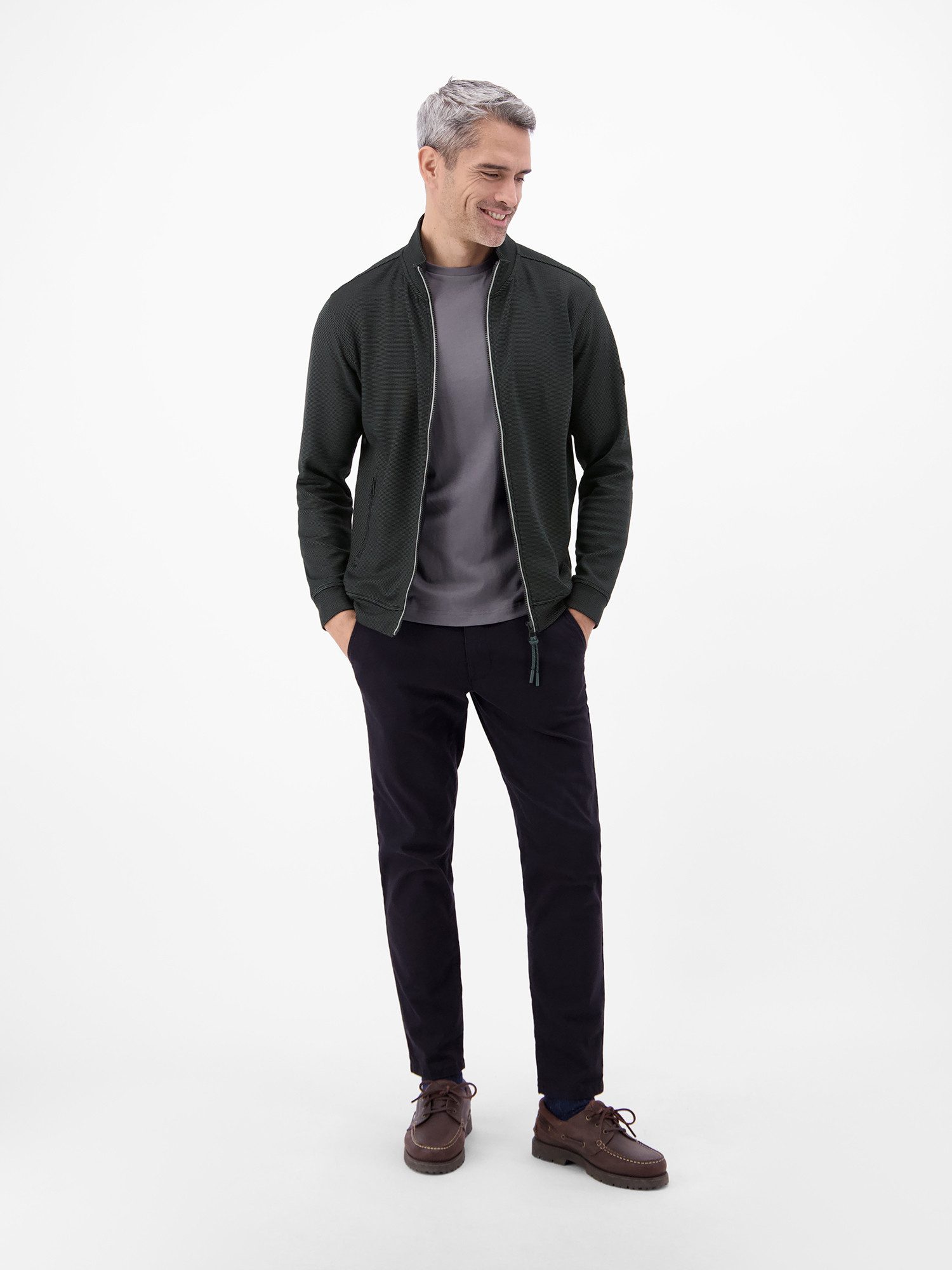 LERROS Sweatjacke Sweatjacke aus Baumwollmischgewebe Jacke im Baumwollmix mit Reißverschluss, Stehkragen und Seitentaschen