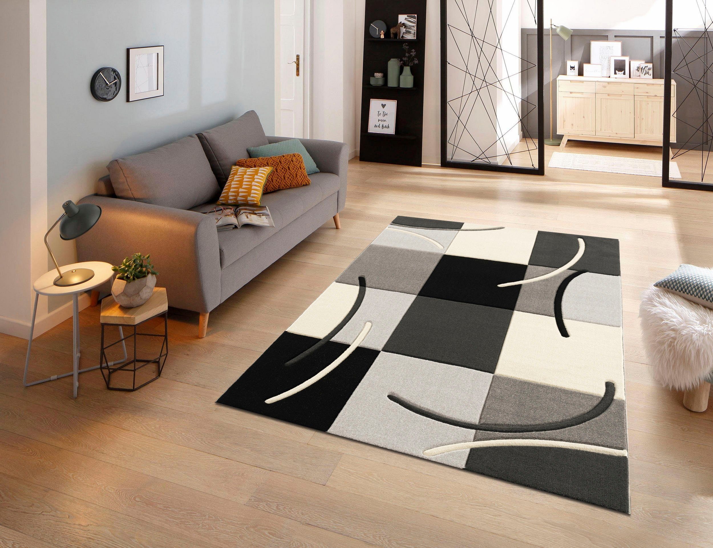 Teppich Kjer, my im Konturenschnitt grau Höhe: mit handgearbeitetem rechteckig, mm, 3D-Design, 18 home, Kurzflor