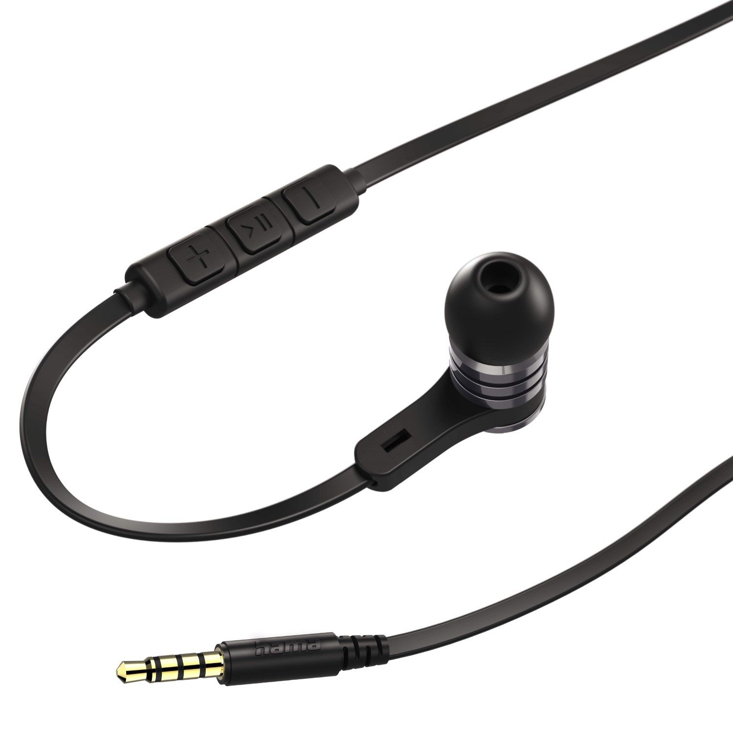 Hama Intense In-Ear Headset 3,5mm Klinke Ohrhörer Smartphone-Headset (Anruffunktion, Mikrofon, Wiedergabe-Steuerung, Lautstärkenreglung, 3,5mm, Alu Mikrofon Fernbedienung Silikon-Ohrpolster 3,5mm Klinken-Stecker)