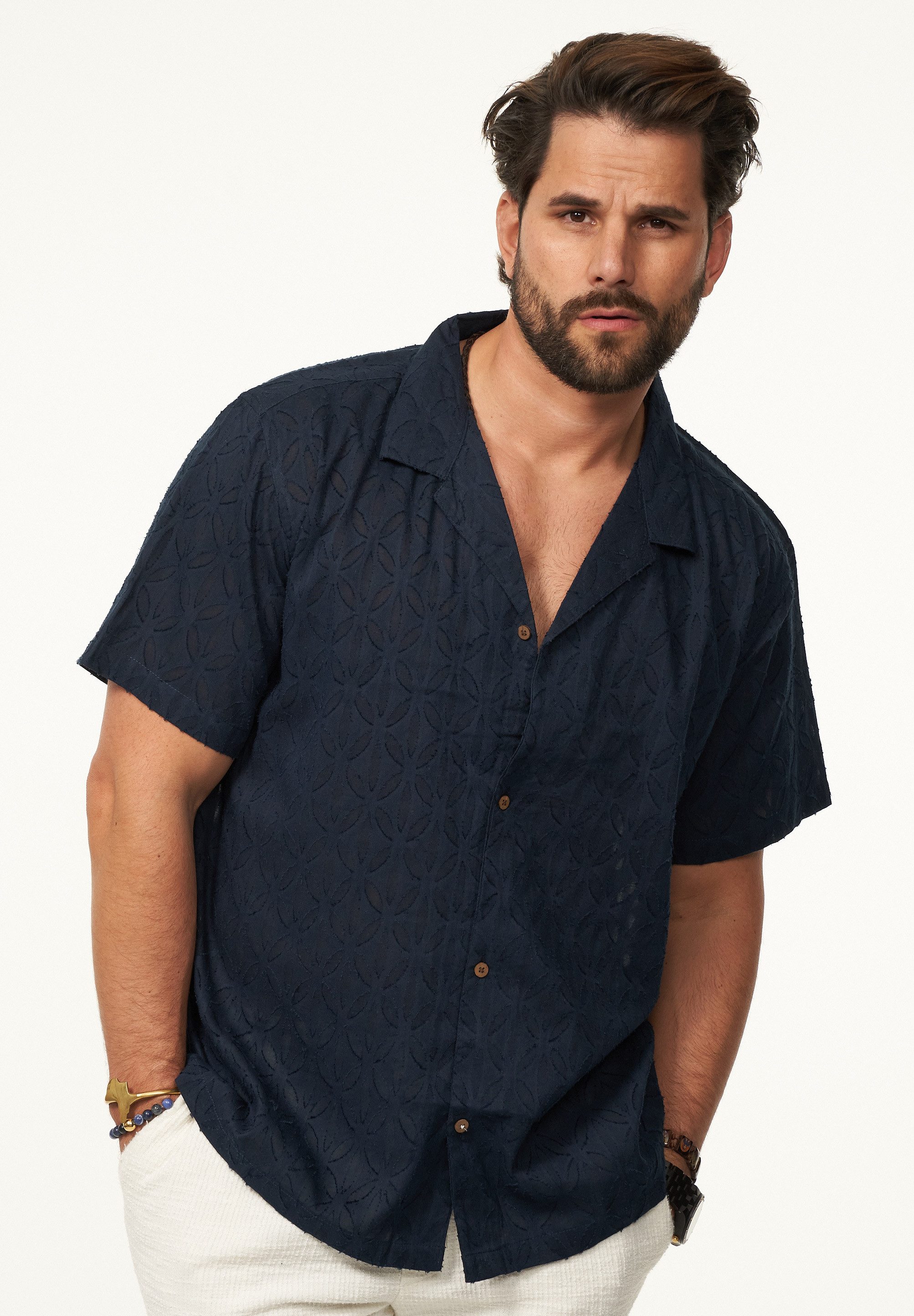 SOULSTAR Kurzarmhemd im Vintage Summer-Look Herren Kurzarm Strick Polo-Hemd T-Shirt