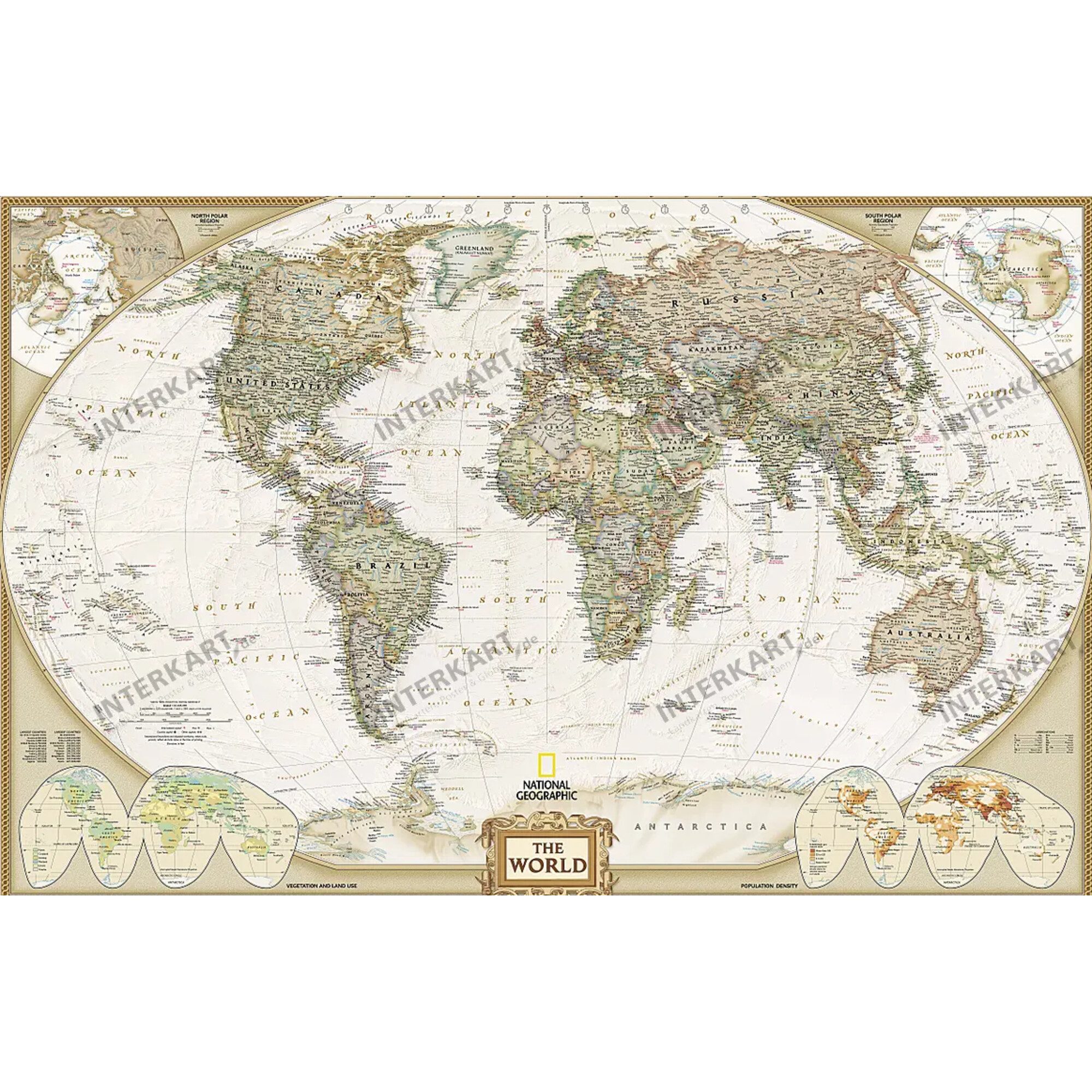 NATIONAL GEOGRAPHIC Wandbild National Geographic Weltkarte Antik (185x122)