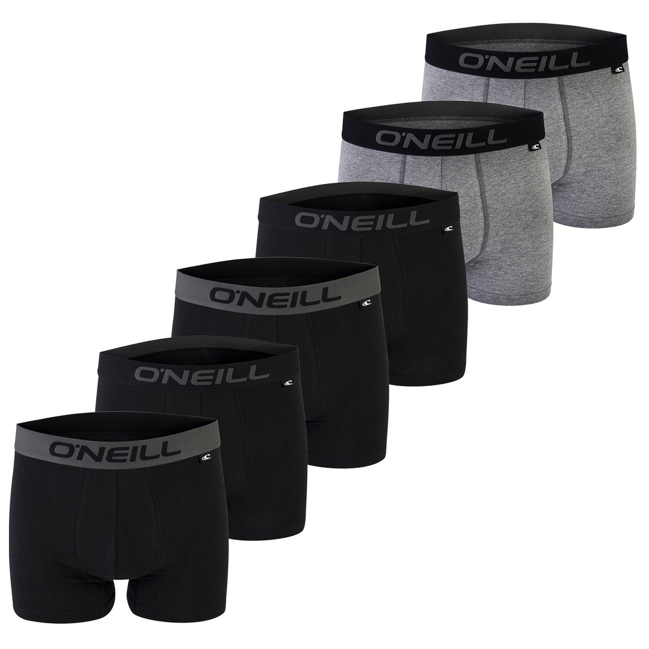 O'Neill mit Logo Boxershorts (6868P) (6969P) Antracite Webbund Multipack Men & Black 4x boxer 2x (6-St) O'Neill plain