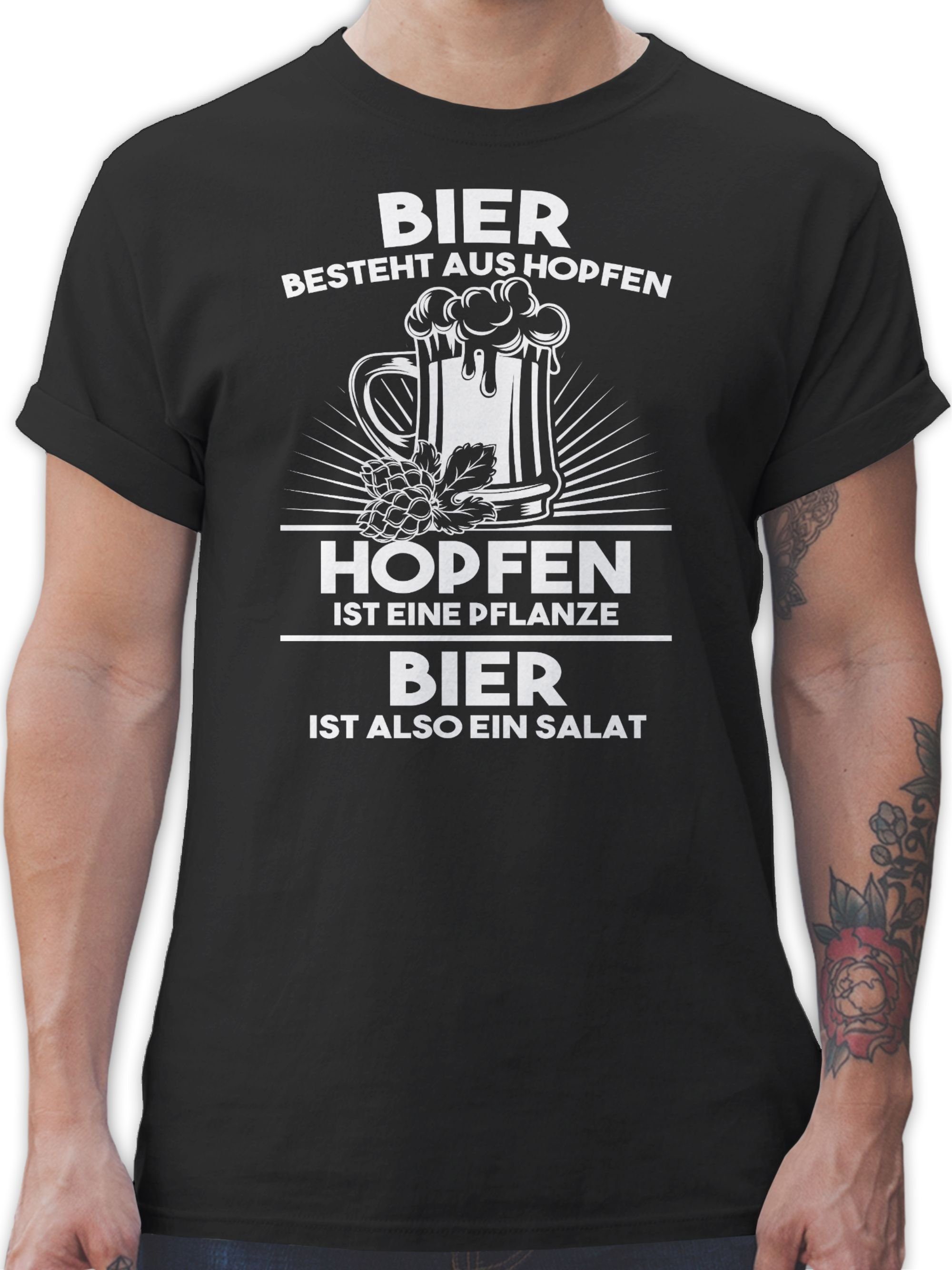 ist T-Shirt Bier Schwarz ist Salat mit Pflanze Statement Sprüche 1 Shirtracer Hopfen Spruch eine