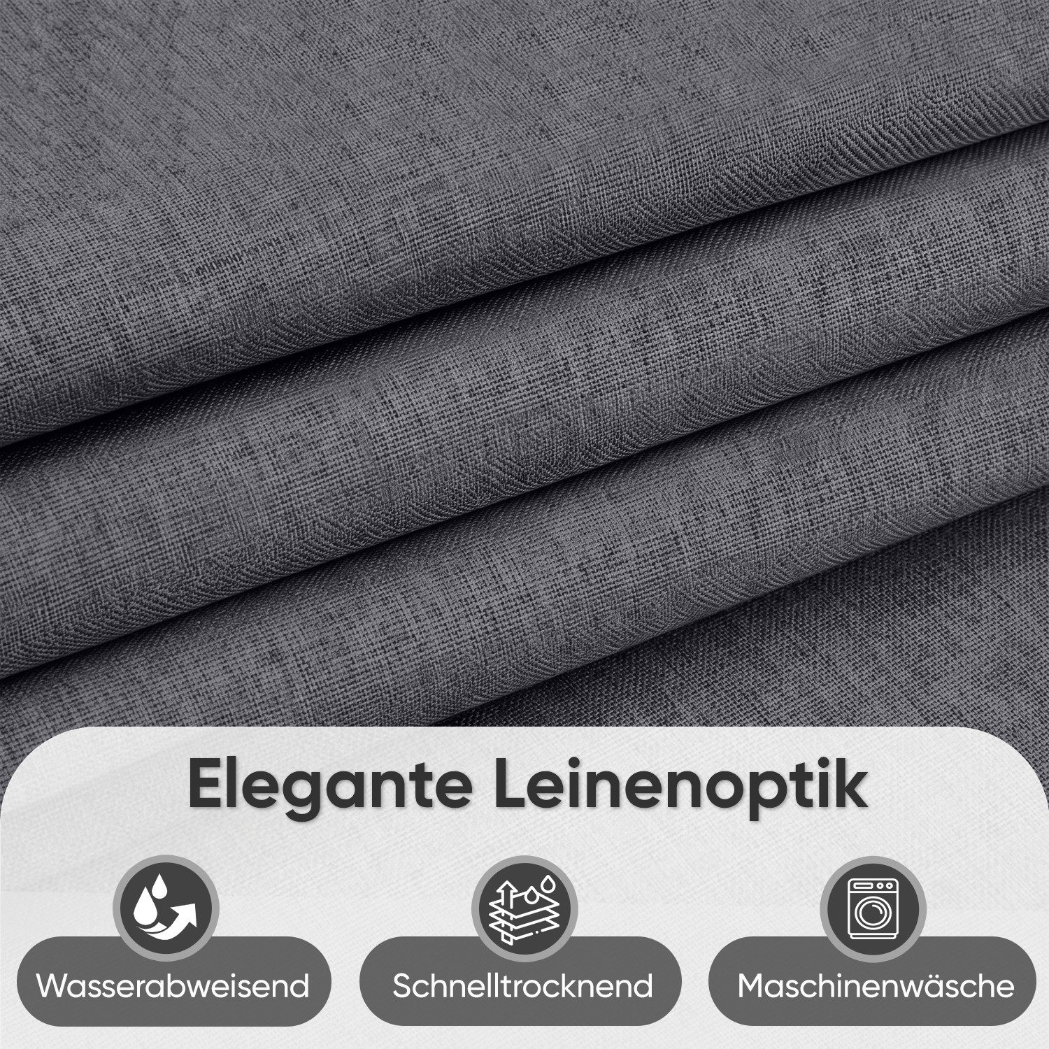 Sekey Duschvorhang Textil Duschvorhang Wannenvorhang Waschbar wasserabweisend mit Ringe Breite 180 cm (Packung, inkl. 12 Ringe), Badewannenvorh, 100% Polyester, – Bild 3 von 5