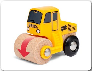 BRIO® Spielzeug-Eisenbahn Baustellenfahrzeuge, (Set, 3-tlg), Kipper, Walze und Bagger m. Anhänger; FSC® - schützt Wald - weltweit