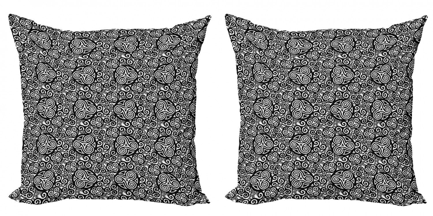 Kissenbezüge Modern Accent Doppelseitiger Digitaldruck, Abakuhaus (2 Stück), Abstrakt Monochrome Triskelion Kunst