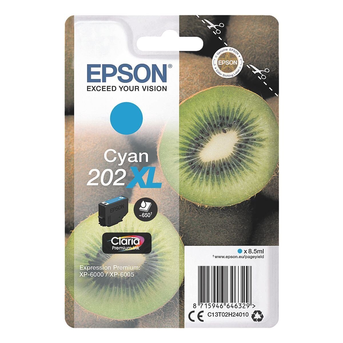 Epson 202XL Tintenpatrone (Original Druckerpatrone, cyan)