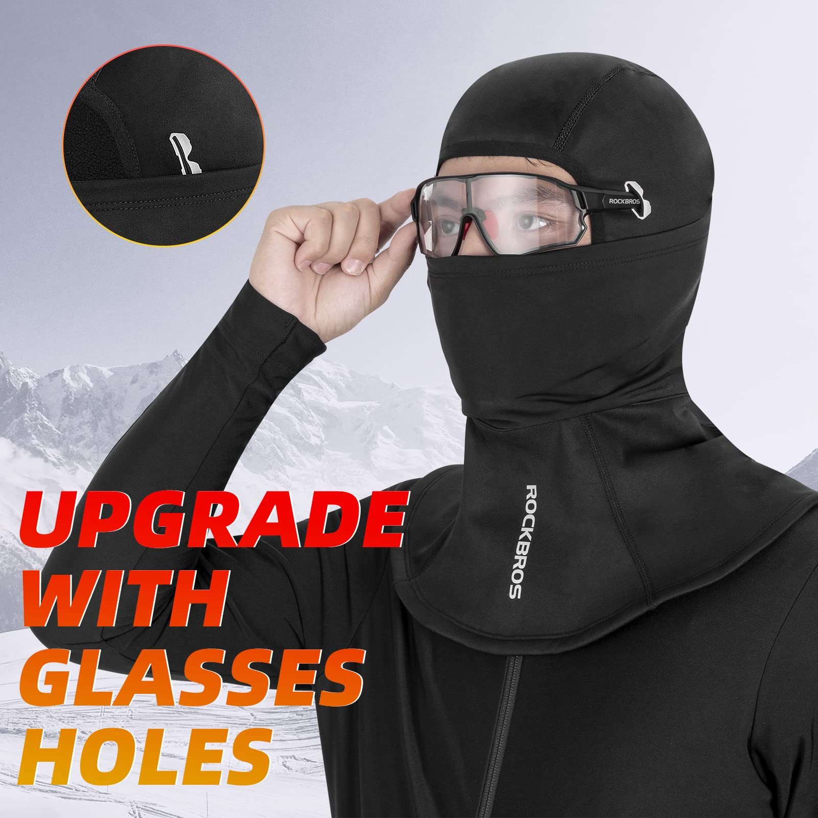 ROCKBROS Sturmhaube Winter Balaclava Radsport Sturmmaske Winddicht Atmungsaktiv brillöcher
