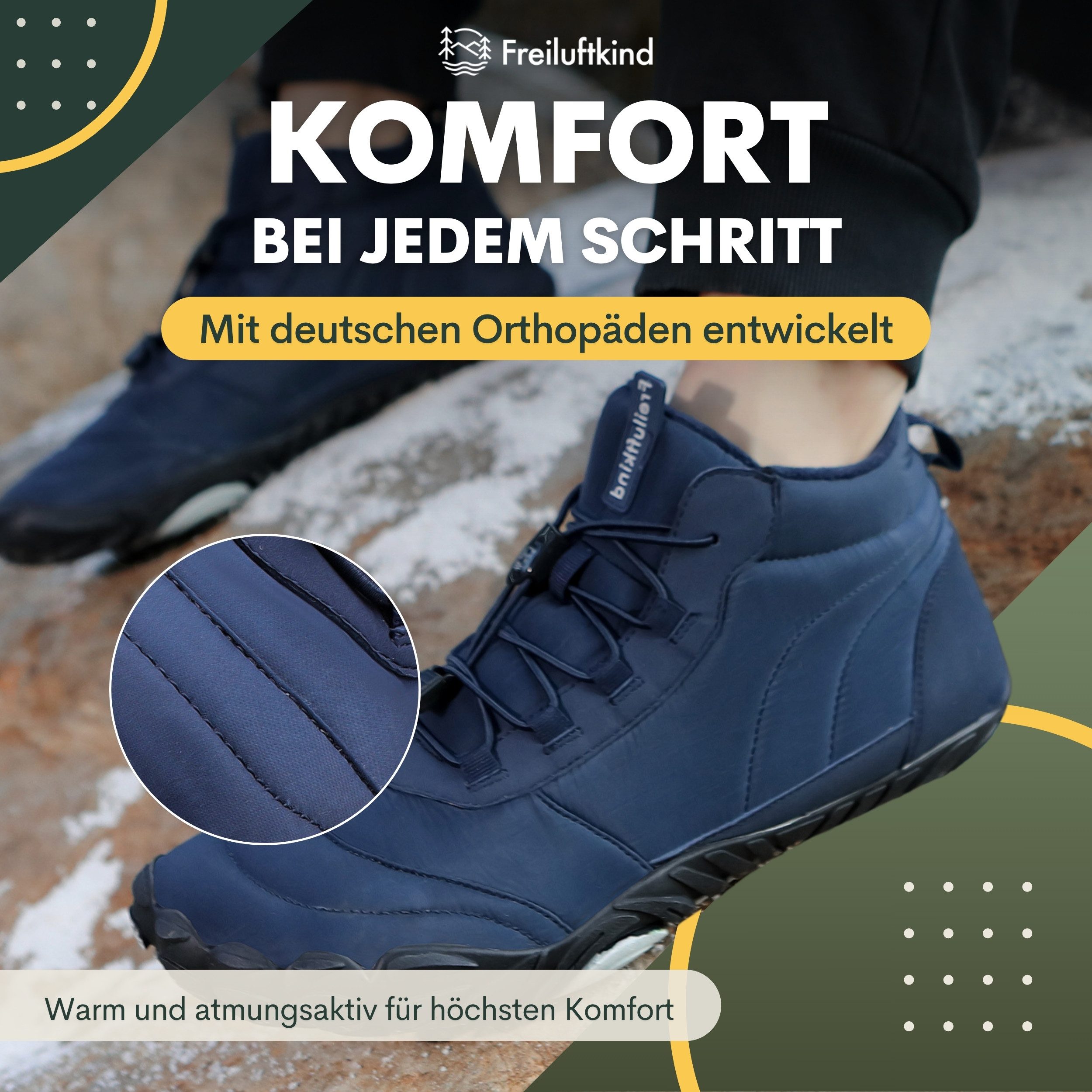 Freiluftkind Das Original - Kepler Barfußschuhe – warm gefüttert Sneaker Schnellverschluss