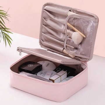 Alster Herz Kulturbeutel Kosmetiktasche Damen Make Up Tasche Reise Schminktasche, Rosa, A0557 (1-tlg), Zusätzliche abnehmbare Tasche und separates Bürstenfach