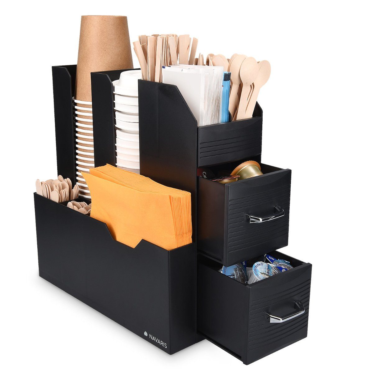 Aufbewahrungsbox Organizer Set für Kaffeezubehör, Aufbewahrungsbox mit Zubehör-Spender