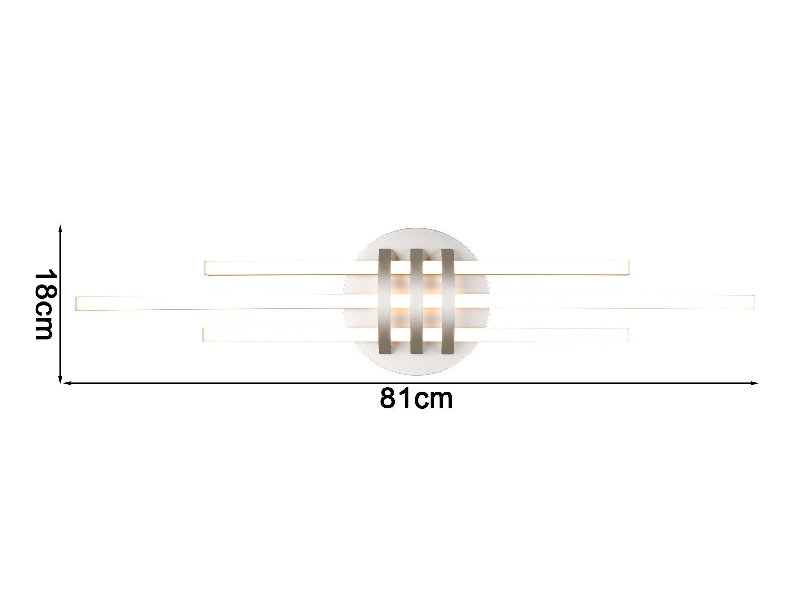 Reality Leuchten LED Deckenleuchte, Dimmfunktion, LED fest integriert, Warmweiß, Wandleuchte innen, dimmbar über Schalter, Flach in Silber, Breite 81cm